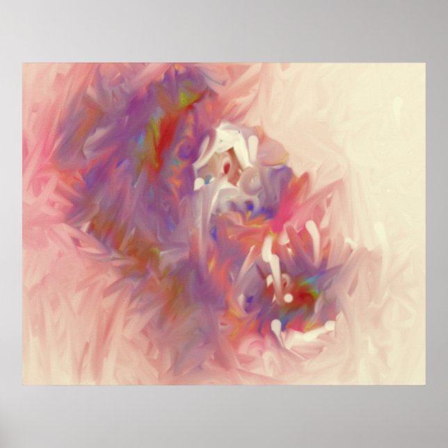 Abstrakter Traum Lila Rosa Grüne Creme Poster (Vorne)