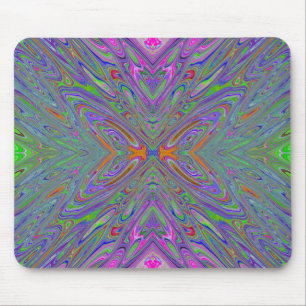 Abstrakter Trippy Lila, Orange und Grüner Schmette Mousepad