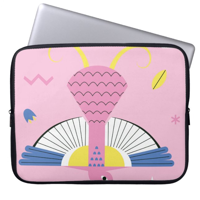 Abstrakter Tropenvogel: Vintag hell. Laptopschutzhülle (Vorderseite)