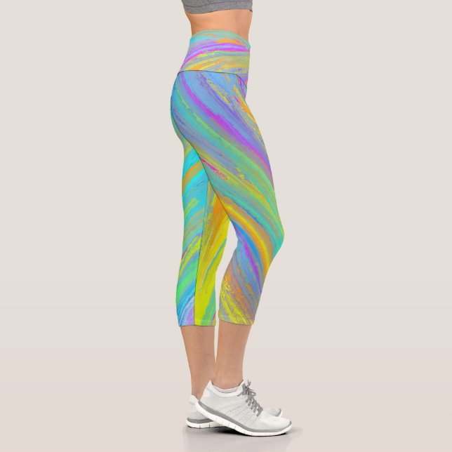 Abstrakter tropischer Sommerspass Capri Leggings (Rechts)