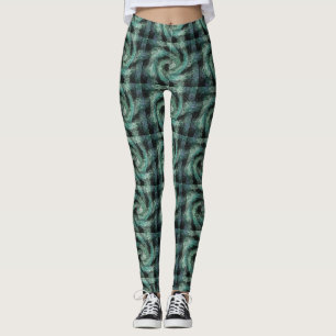 Abstrakter Twirbel grün und schwarz Leggings