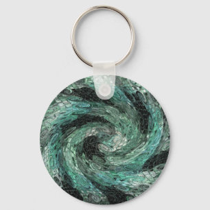 Abstrakter Twirl-Schlüsselanhänger grün und schwar Schlüsselanhänger