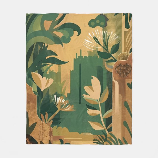 Abstrakter überzogener Garten: botanischer Garten Fleecedecke (Vorderseite)
