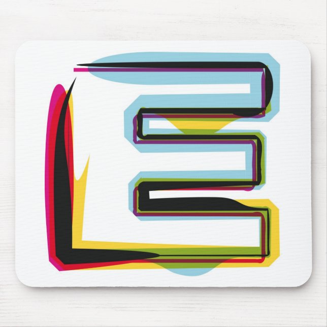 Abstrakter und bunter Buchstabe E Mousepad (Vorne)