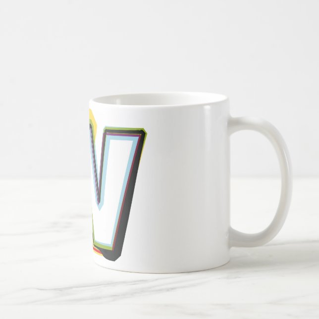 Abstrakter und bunter Buchstabe W Kaffeetasse (Rechts)