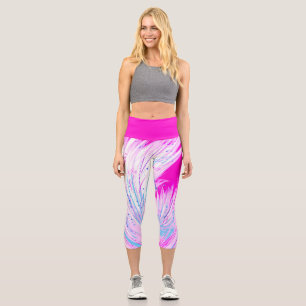 Abstrakter verzauberter Garten Pink Magenta Capri Leggings