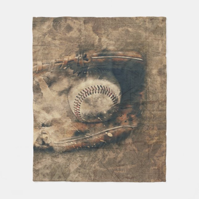 Abstrakter Vintage-Baseball Fleecedecke (Vorderseite)