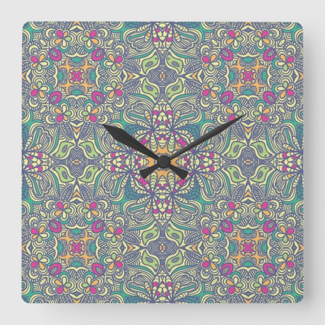 Abstrakter Vintager Hintergrund Quadratische Wanduhr (Vorderseite)