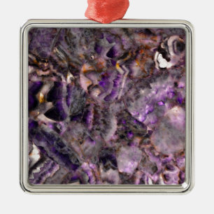 Abstrakter violetter Amethyst-Quarz-Marmor-Granit  Ornament Aus Metall