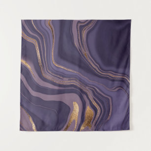 Abstrakter violetter Marmor mit Gold Wandteppich