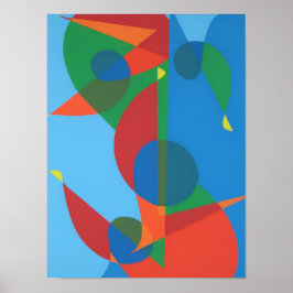 Abstrakter Violinschlüssel Blau Harmony Druck Poster