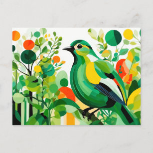 Abstrakter Vogel, der auf einer Zweigniederlassung Postkarte