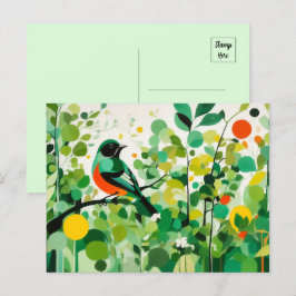 Abstrakter Vogel, der auf einer Zweigniederlassung Postkarte