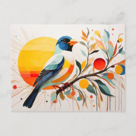 Abstrakter Vogel, der auf einer Zweigniederlassung Postkarte