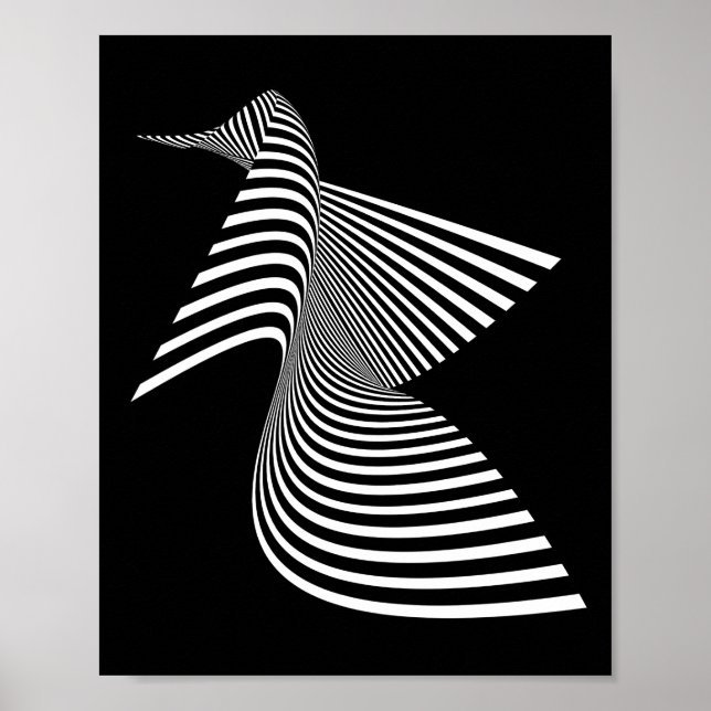 Abstrakter Vogel — Optische Kunst Poster (Vorne)