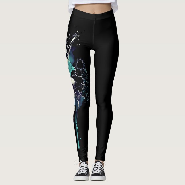 Abstrakter Vogel-Schädel Leggings (Vorderseite)