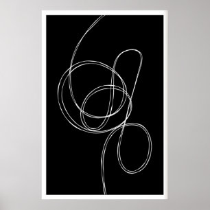 Abstrakter Wandkunst-Druck Fluide weiße Linien auf Poster
