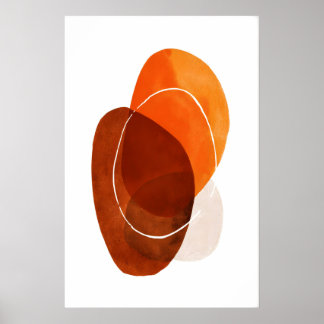 Abstrakter Wandkunst Druck Orange und Braune Ovale Poster