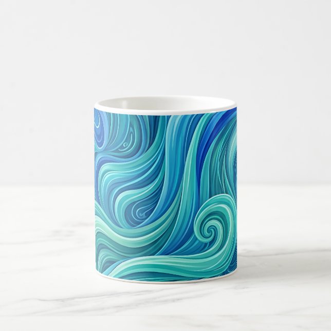 Abstrakter Wasserfall Ozean Blaugradient Kaffeebec Kaffeetasse (Mittel)