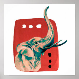 Abstrakter Wasserfarben Afrikanischer Elefant Poster