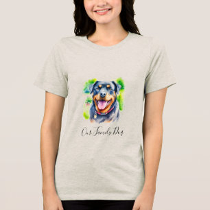 Abstrakter Wasserfarben-Rottweiler-Familienhund Tri-Blend Shirt