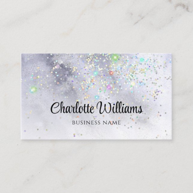 Abstrakter Watercolor Blue Holographic Glitzer Visitenkarte (Vorderseite)