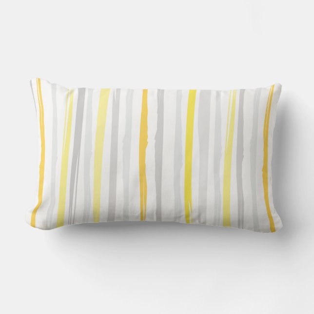 Abstrakter Watercolor Stripes | gelbes Grau Lendenkissen (Vorderseite)