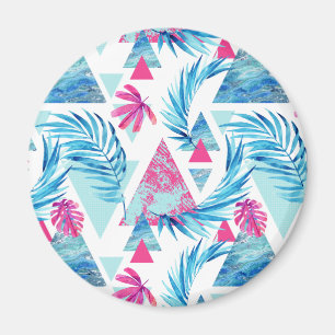 Abstrakter Watercolor-tropisches Blatt-Muster Magnet