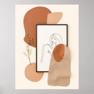 Abstrakter weiblicher Linienkunst-Wandschmuck | Mi Poster