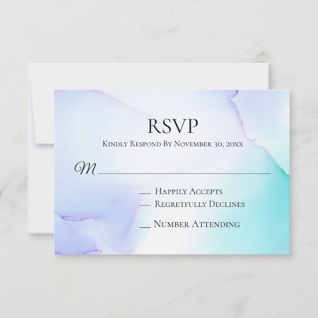 *~* Abstrakter Weichmacher-Mint-Hochzeitstich-RSVP RSVP Karte (Vorderseite)