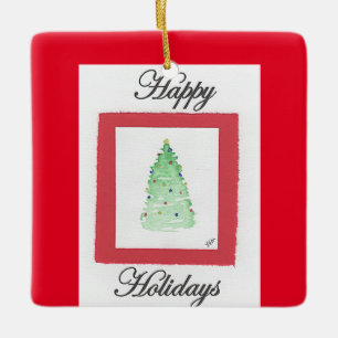 Abstrakter Weihnachtsbaum glückliche Ferien Keramikornament