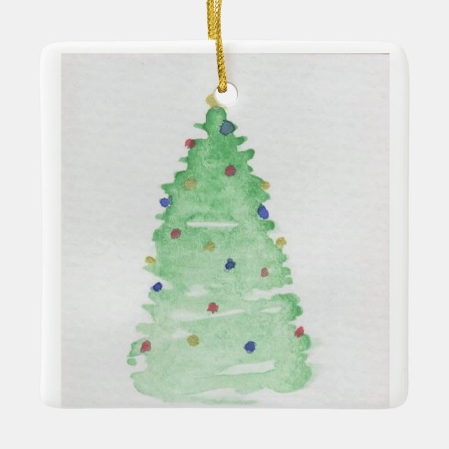 Abstrakter Weihnachtsbaum Keramikornament (Vorderseite)