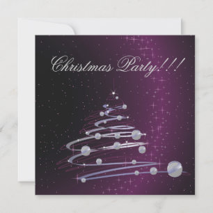 Abstrakter Weihnachtsbaum Lila Party Einladung