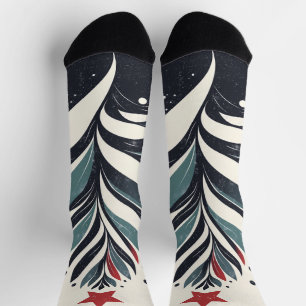 Abstrakter Weihnachtsbaum mit Red Star Socken