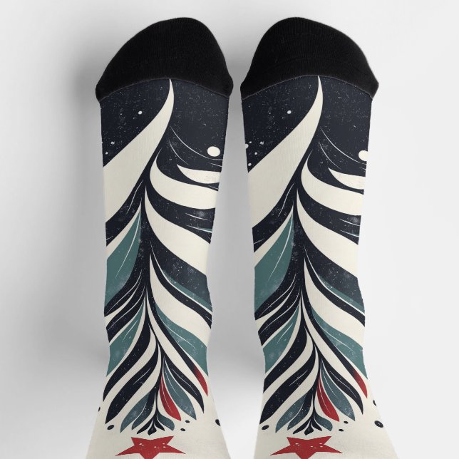 Abstrakter Weihnachtsbaum mit Red Star Socken (Oben)