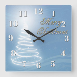 Abstrakter Weihnachtsbaum Quadratische Wanduhr