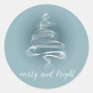 Abstrakter Weihnachtsbaum Sky Blue Holiday Runder Aufkleber