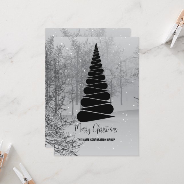 Abstrakter Weihnachtsbaumbetrieb Einladung (Vorderseite/Rückseite Beispiel)
