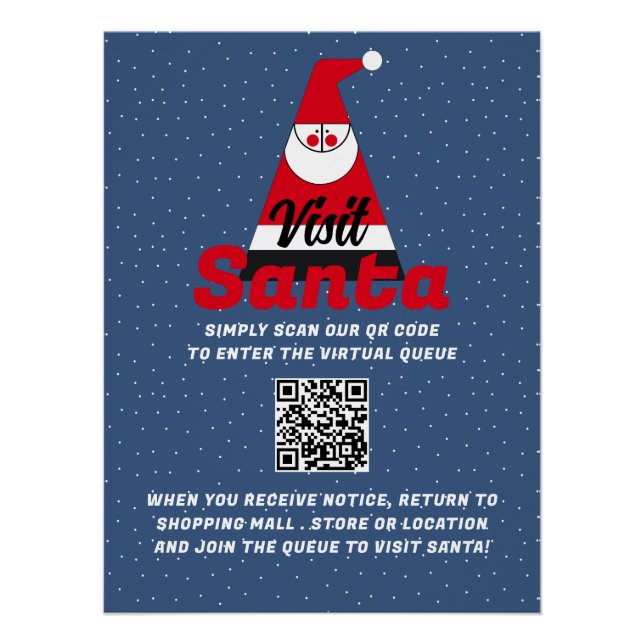 Abstrakter Weihnachtsmann, Besuch Santa, QR Code Q Poster (Vorderseite)