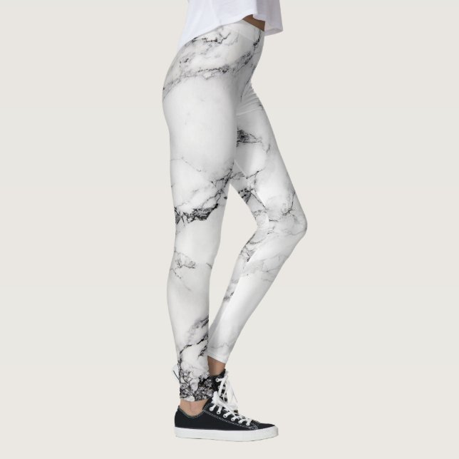 Abstrakter weißer Marmor Leggings (Rechts)