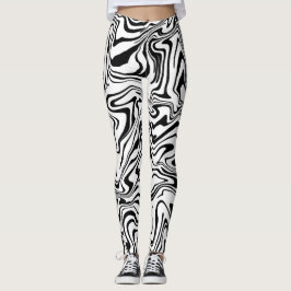 Abstrakter weißer und schwarzer Flüssig-Swirl Leggings