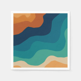 Abstrakter Wellengang 70er Serviette
