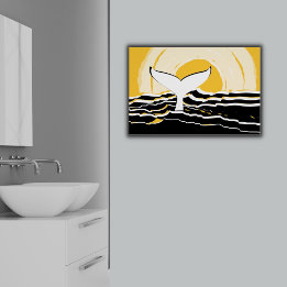 Abstrakter Whale Fin Sea Gelb & Schwarz Poster