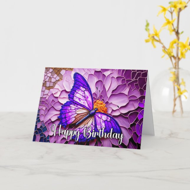 Abstrakter Whimsical Butterfly zum Geburtstag Karte (Gelbe Blume)