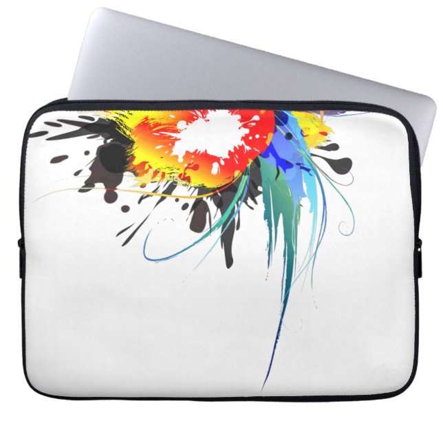 Abstrakter Wild Parrot Paint-Spritzer Laptopschutzhülle (Vorderseite)