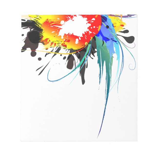 Abstrakter Wild Parrot Paint-Spritzer Notizblock (Vorderseite)