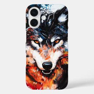 Abstrakter wilder Wolf-Geist iPhone 16 Hülle