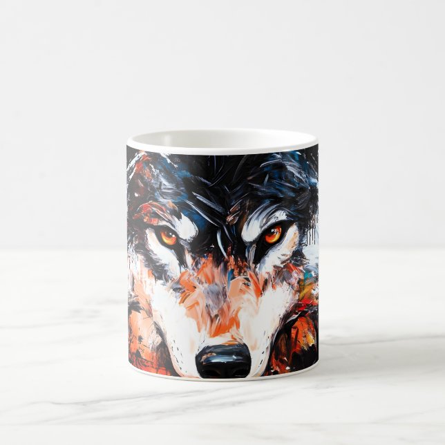 Abstrakter wilder Wolf-Geist Kaffeetasse (Mittel)