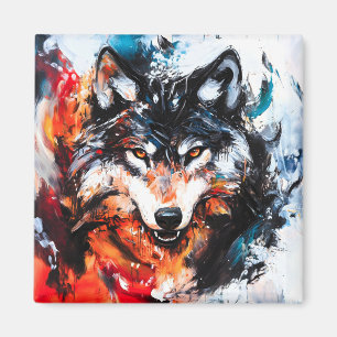 Abstrakter wilder Wolf-Geist Magnet