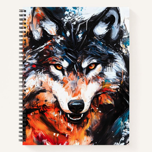 Abstrakter wilder Wolf-Geist Notizbuch (Vorderseite)